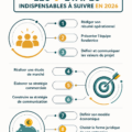 Visuel inspirant d'une femme travaillant sur son business plan en 2026.