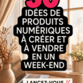 Une femme souriante travaillant sur un ordinateur pour créer un produit numérique, symbolisant la créativité et l'entrepreneuriat.