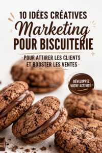 Une plateforme colorée avec des biscuits maison créatifs, illustrant une entreprise de biscuits florissante.