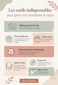 Image représentant une femme utilisant des outils numériques pour gérer son entreprise en ligne.