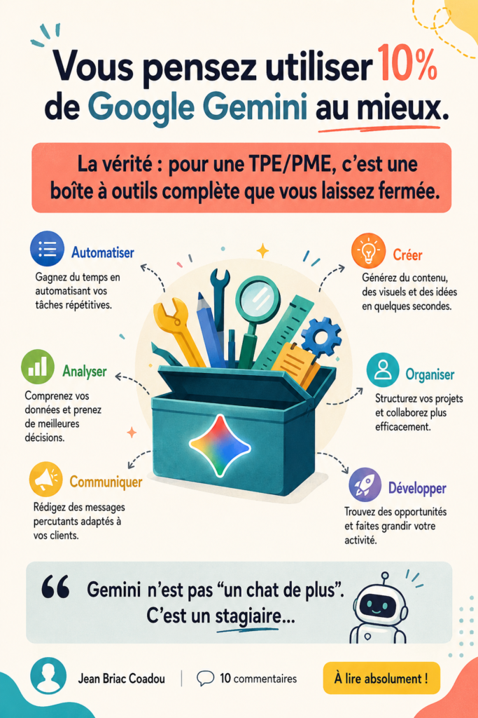Utilisation de Google Gemini sur un ordinateur par une professionnelle dans un bureau