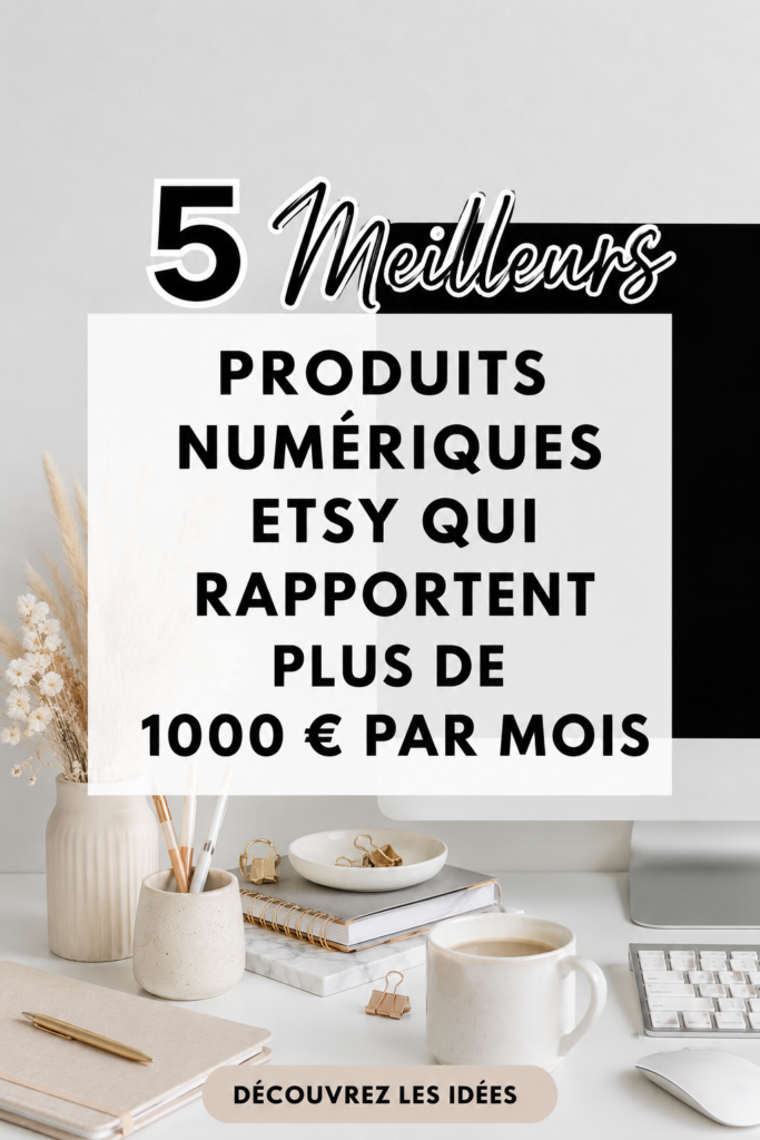 Une sélection de produits numériques populaires vendus sur Etsy, montrant des illustrations et des modèles variés.