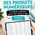 Image illustrant des produits numériques sur un ordinateur portable, symbole de vente en ligne.