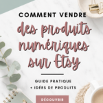 Une femme souriante préparant des produits numériques pour sa boutique Etsy.
