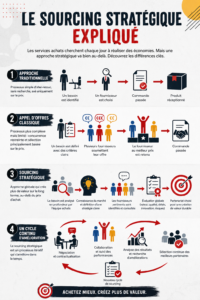 Infographie expliquant le concept de sourcing stratégique avec des exemples pratiques.