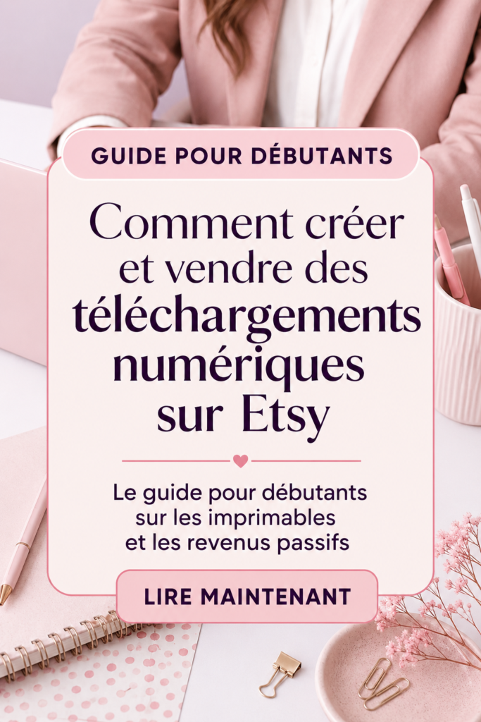 Femme créant des téléchargements numériques pour sa boutique Etsy.
