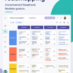 Femme utilisant un logiciel de roadmap sur son ordinateur dans un environnement de travail chaleureux