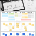 Image d'un modèle Business Model Canvas en cours de création.