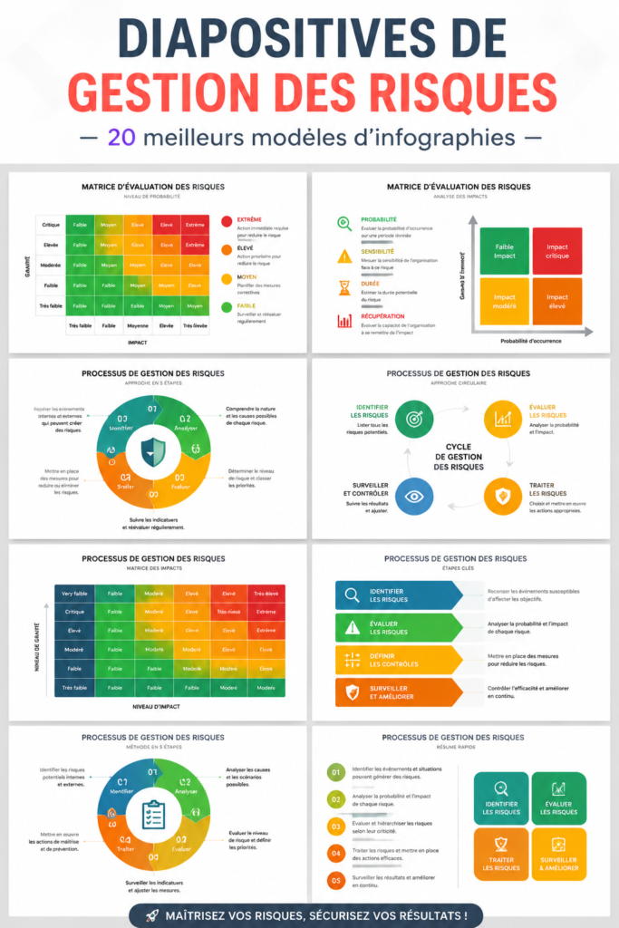 Modèles de diapositives d'infographies sur la gestion des risques