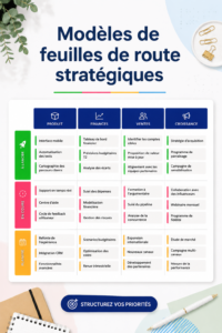 Exemple d'un modèle de feuille de route stratégique sur un bureau