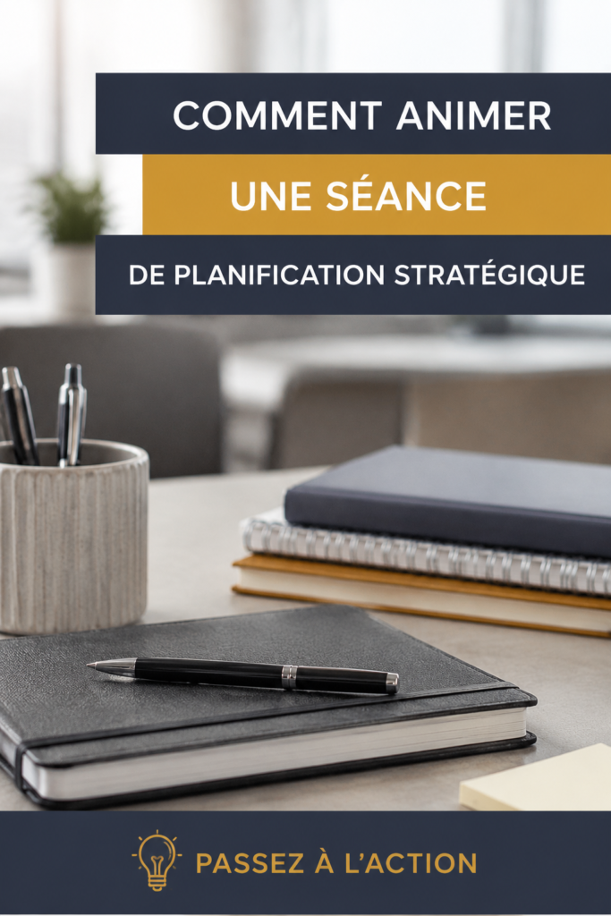 Femme animant une réunion stratégique autour d'une table