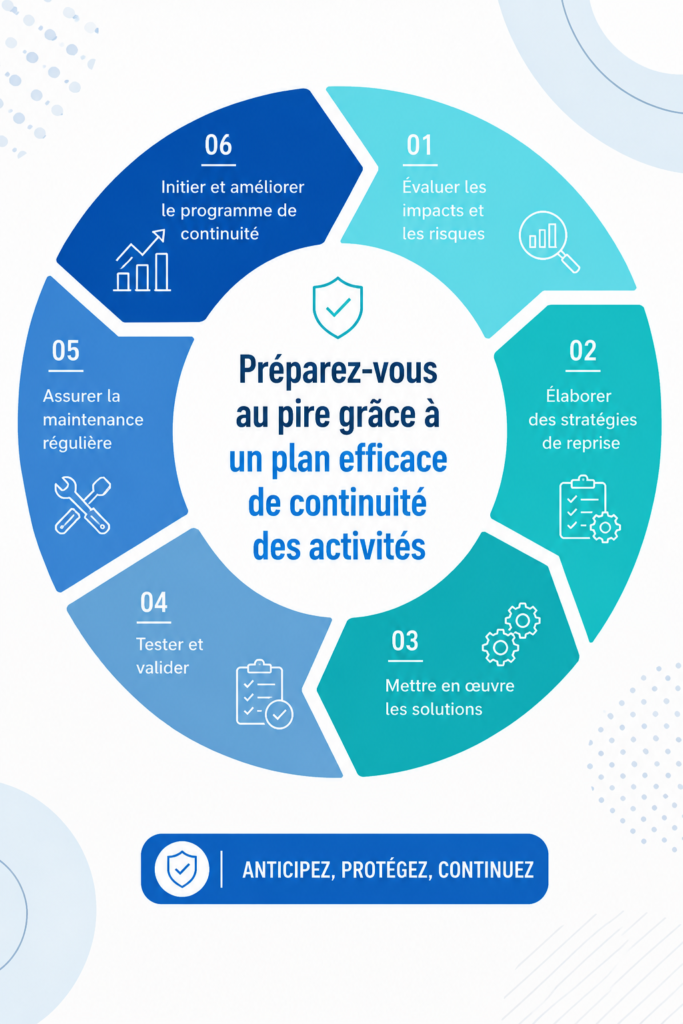 Femme d'affaires examinant un plan de continuité d'activité pour son entreprise.