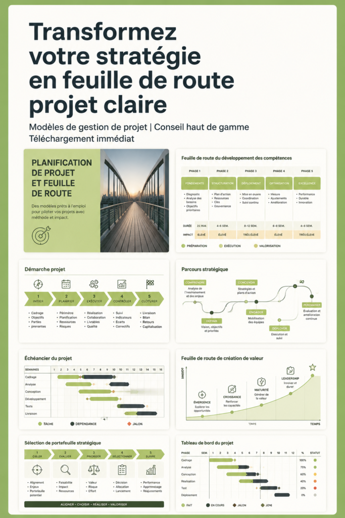 Femme travaillant sur une feuille de route de projet sur son ordinateur.