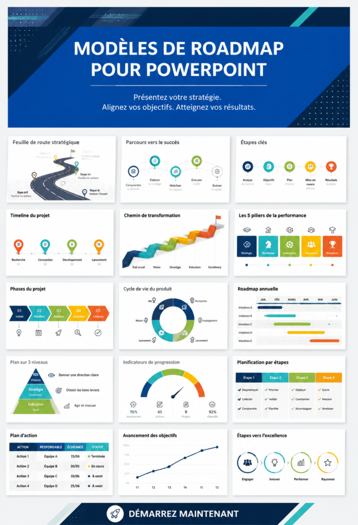 Modèles PowerPoint gratuits pour créer une roadmap professionnelle
