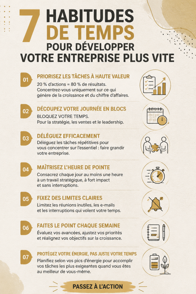 Femme entrepreneure gérant son temps efficacement avec des outils de planification