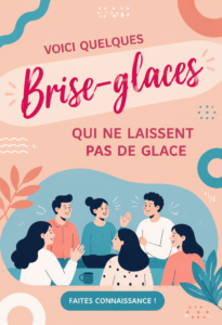 Un groupe d'amis riant ensemble, utilisant des brise-glaces pour engager la conversation.