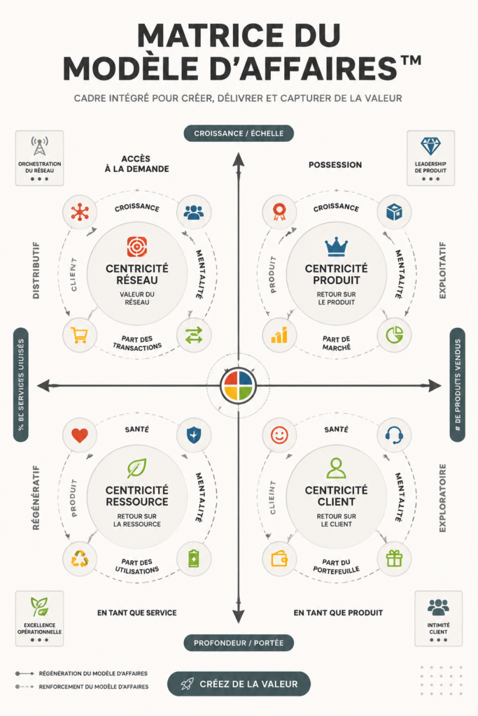 Illustration représentant la Business Model Matrix™ expliquée visuellement.