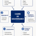 Illustration d'un groupe de travail collaborant sur un cadre de gouvernance.