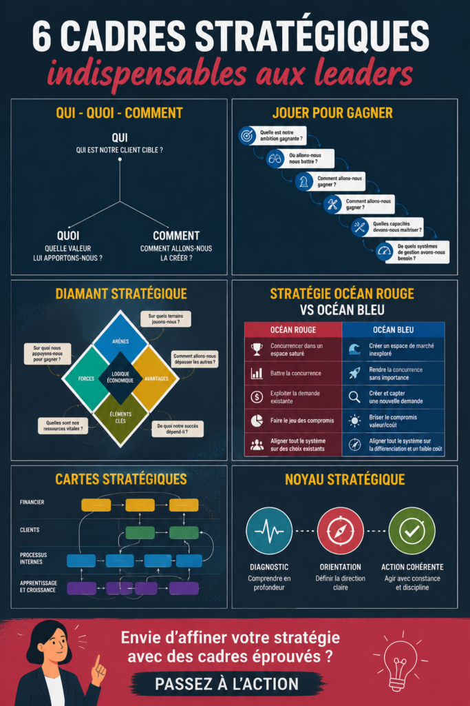 Illustration de cadres de leadership pour les managers au travail