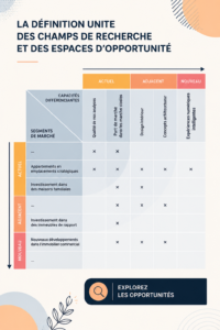 Visuel représentant l'exploration des champs de recherche et des opportunités