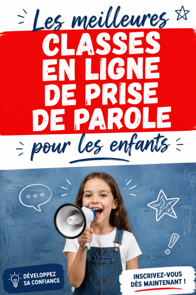 Un enfant souriant participe à un cours de prise de parole en ligne