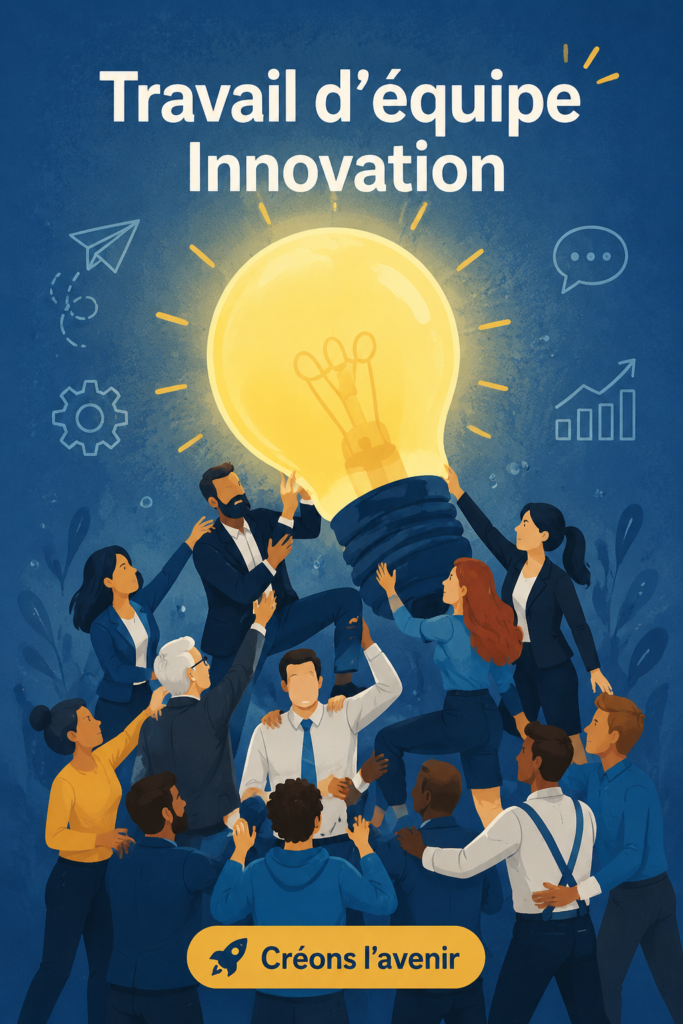 Une équipe réunie autour d'une table, collaborant sur un projet innovant. Collaboration en action.