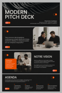 Pitch deck moderne sur un ordinateur portable avec un design attrayant