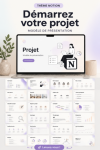 Photo de présentation d'un projet sur Notion avec des templates modernes et attractifs.