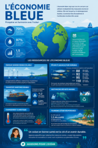 Illustration de l'économie bleue et de son impact positif sur l'environnement
