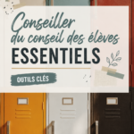 Conseiller discutant avec des étudiants, entouré d'outils de gestion.