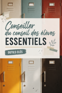 Conseiller discutant avec des étudiants, entouré d'outils de gestion.