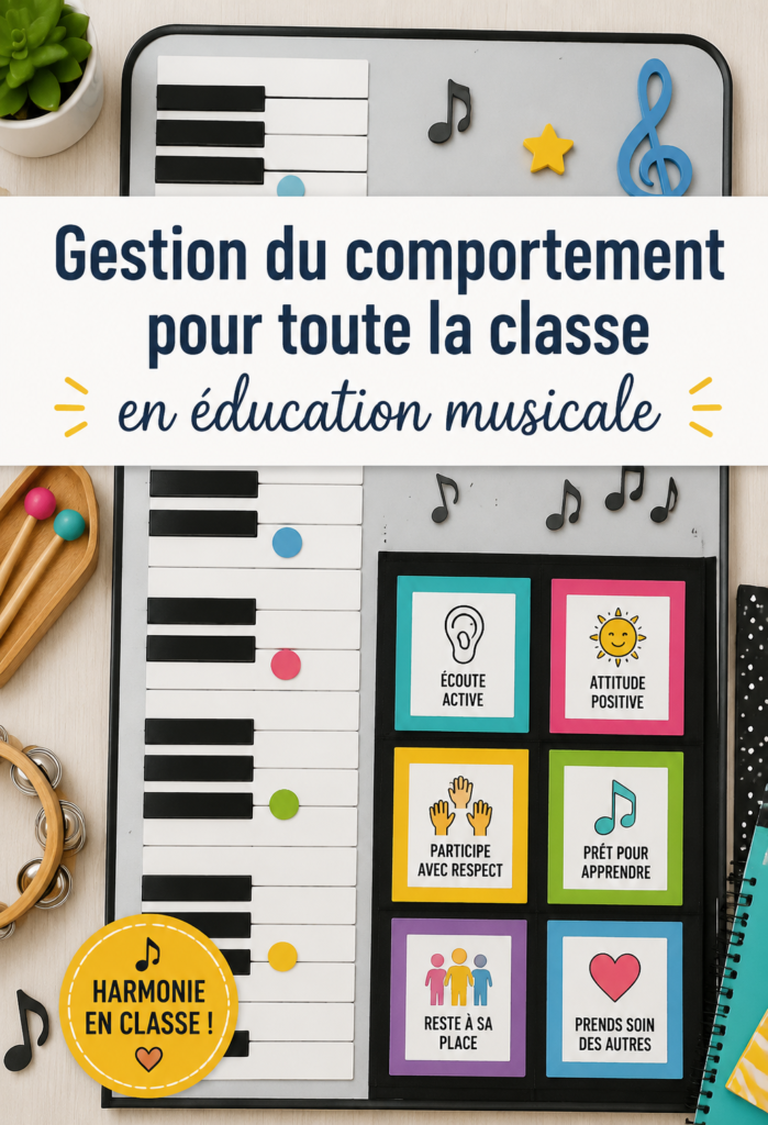 Une classe de musique engagée avec un enseignant et des élèves travaillant ensemble.