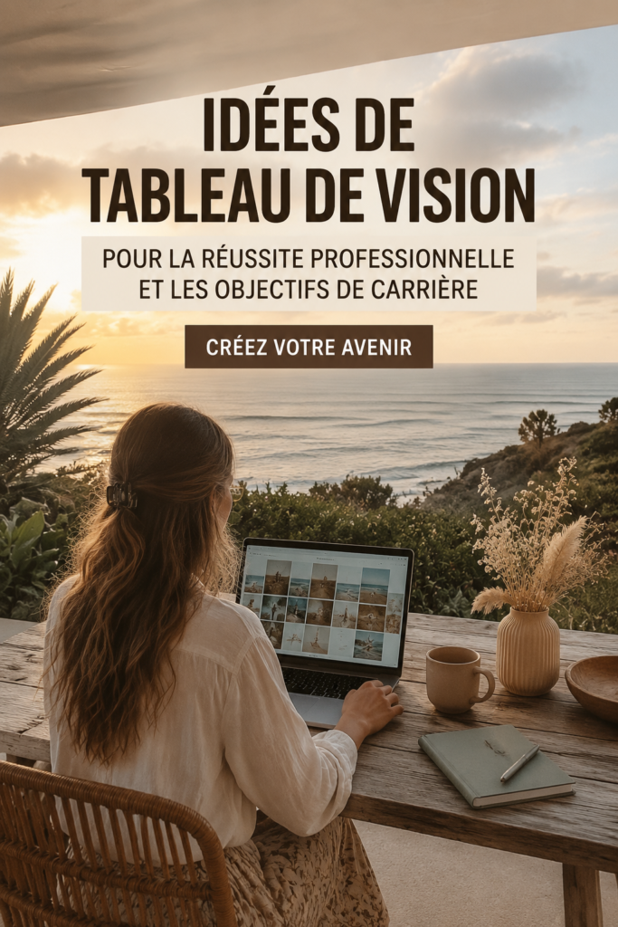 Un vision board coloré avec des images inspirantes pour la carrière