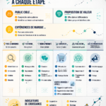 Illustration d'une femme utilisant un ordinateur pour élaborer sa stratégie marketing