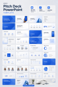 Modèle de pitch deck PowerPoint sur écran d'ordinateur