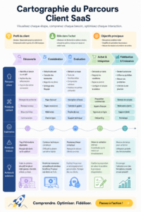 Visualisation d'un parcours client en SaaS montrant les différentes étapes et interactions.