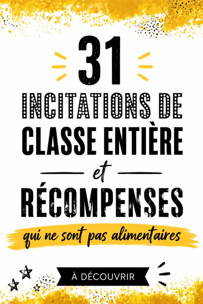 Élèves en classe recevant des récompenses non alimentaires