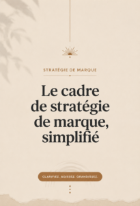 Visuel d'un tableau montrant les étapes d'une stratégie de marque simplified sur un bureau