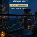 Femme souriante écrivant des affirmations financières sur son carnet.
