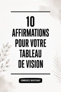 Tableau de vision rempli d'affirmations inspirantes et d'images motivantes.
