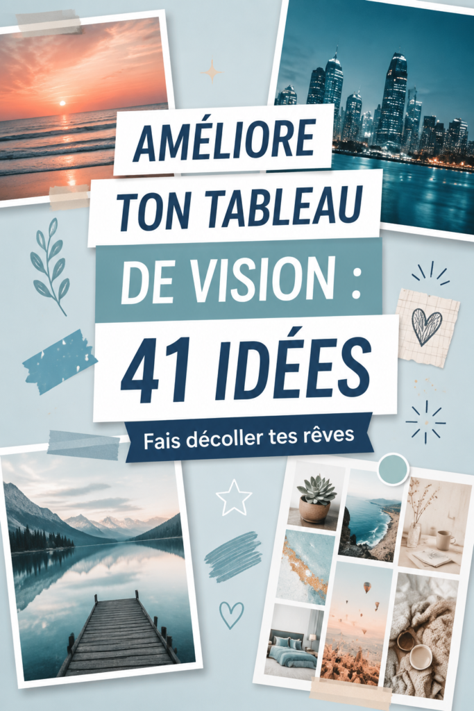 Tableau de vision coloré avec des images inspirantes et des objectifs personnels