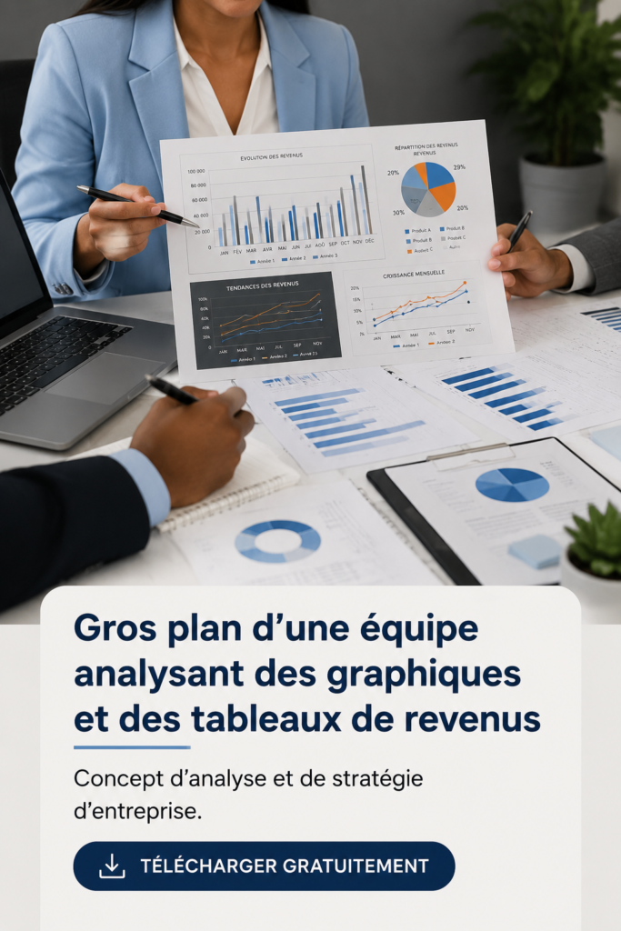 Un groupe de femmes en réunion examinant des graphiques de performance sur un ordinateur portable.