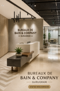 Bureaux modernes de Bain & Company à Gurugram, favorisant la collaboration.