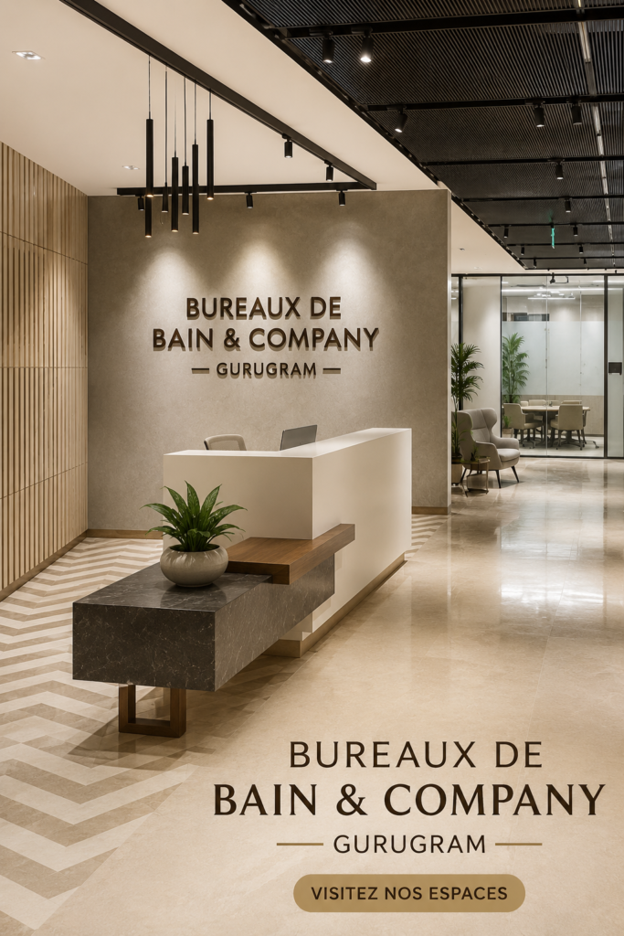 Bureaux modernes de Bain & Company à Gurugram, favorisant la collaboration.