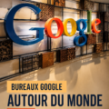 Vue d'ensemble d'un bureau Google moderne avec des espaces colorés et collaboratifs