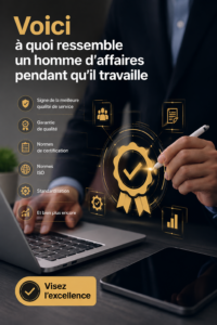 Un entrepreneur moderne au travail, présentant l'image de la qualité et du succès.