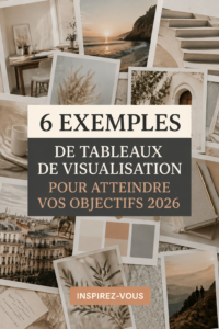 Exemple inspirant de vision board avec des images et des mots motivants pour atteindre ses objectifs.