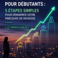 Une femme souriante consulte des documents financiers avec confiance, représentant les débuts de son parcours d'investissement.