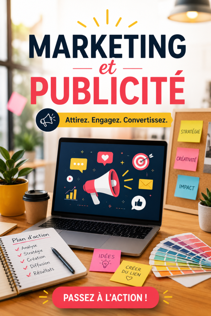Une femme d'affaires souriante envisage sa stratégie marketing.