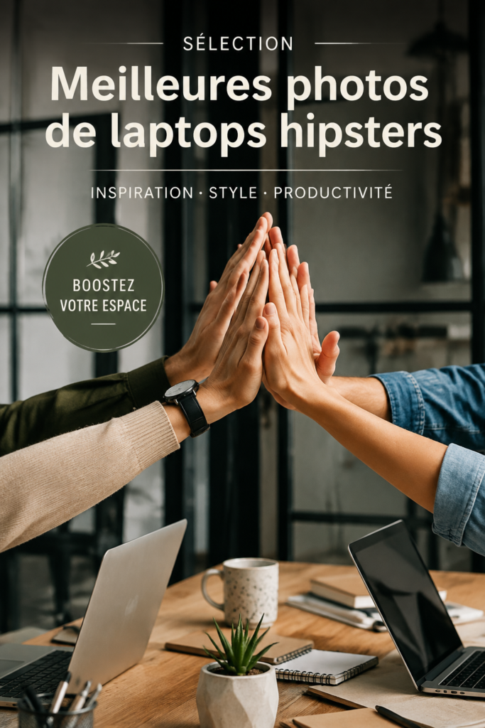 Image d'un ordinateur portable élégant aux designs hipster sur un bureau inspirant